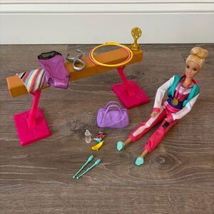Barbie Gymnastics Playset with Blonde Doll, Balance Beam and Flip Feature